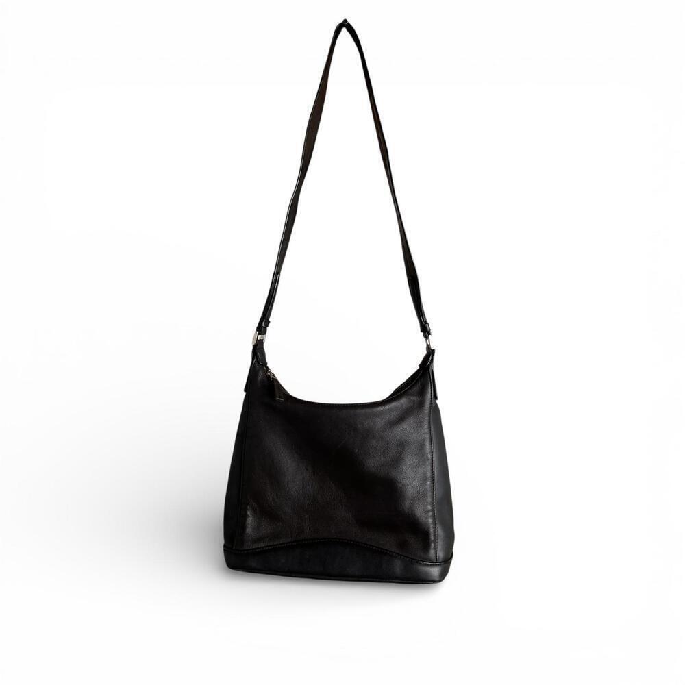 Vintage Dark Brown Leather Shoulder Bag with Front Zipper Pocket - Picture 5 of 7